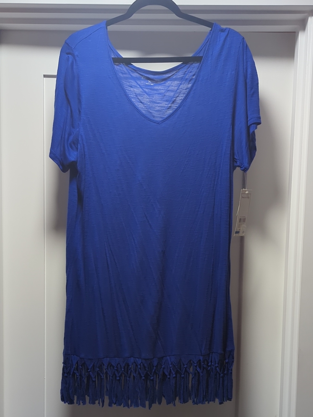 Relativity Royal Blue Midi Dress with Fringe Hem